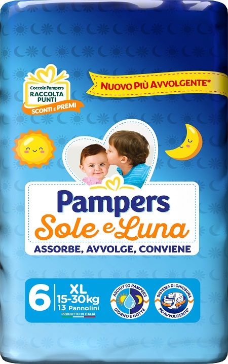 PANNOLINO PAMPERS SOLE&LUNA EX/LARGE X13