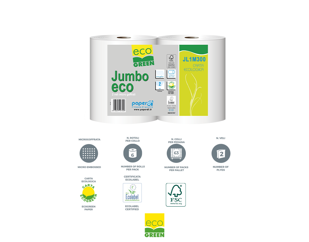 jumbo toilet paper roll ecogreen mt300