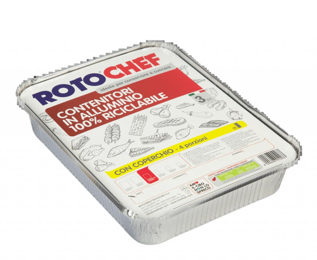 rotochef aluminium containers with lid 4 portions