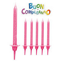 CANDELINA COMPLEANNO ROSA X12